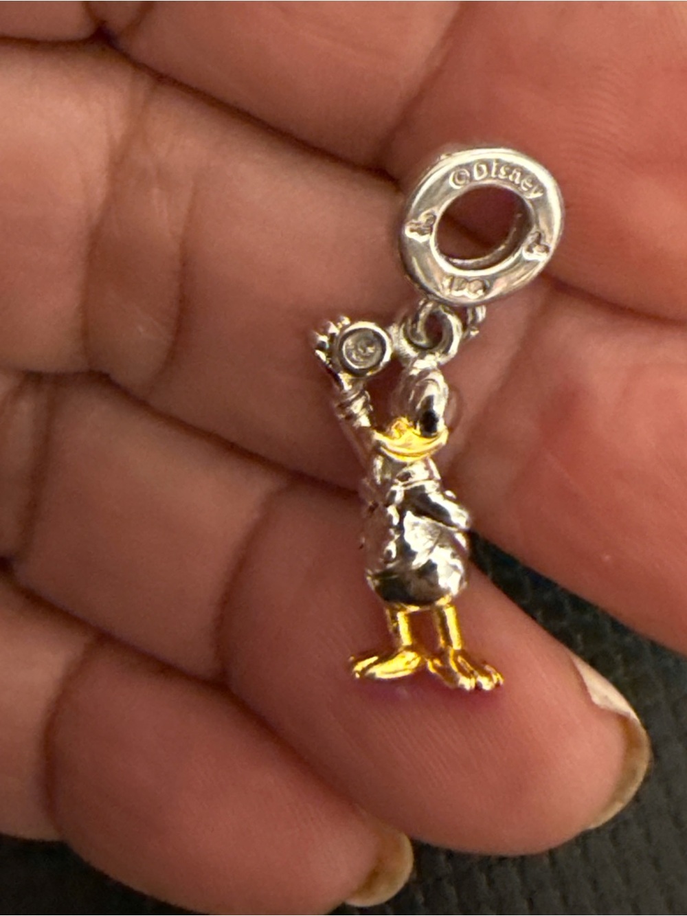 Disney Donald Duck Two-Tone Silver and Gold Bird Charm